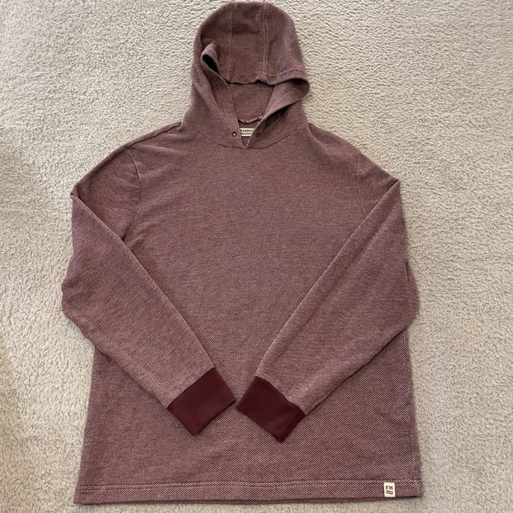 Fair Harbor Tailwind Hoodie Mens Large Wine Twill Burgundy Organic Cotton Blend